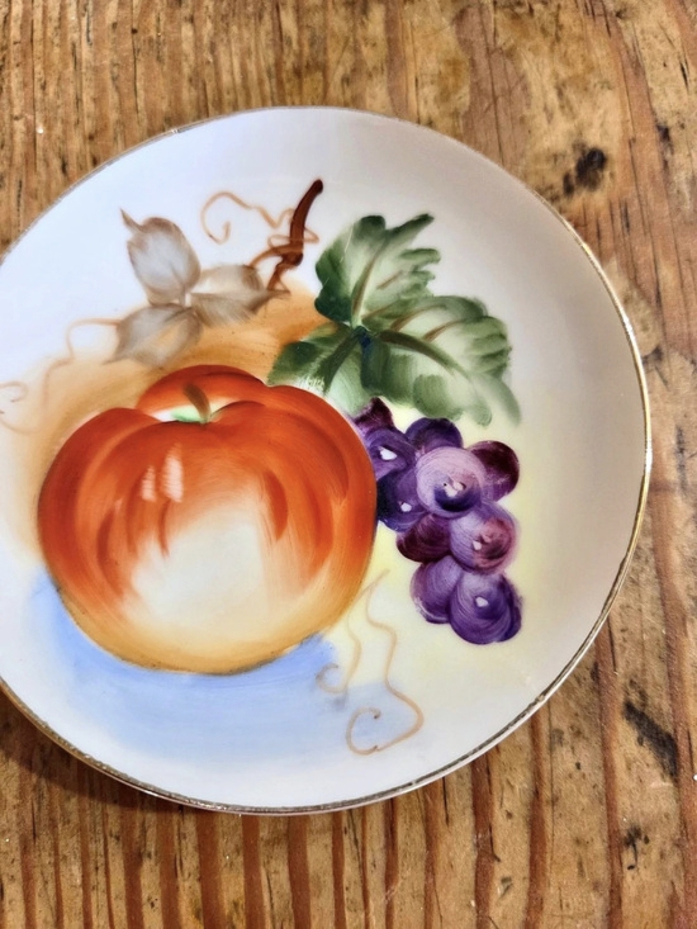 Felton China Hand-Painted Fruit Plate in White & Orange